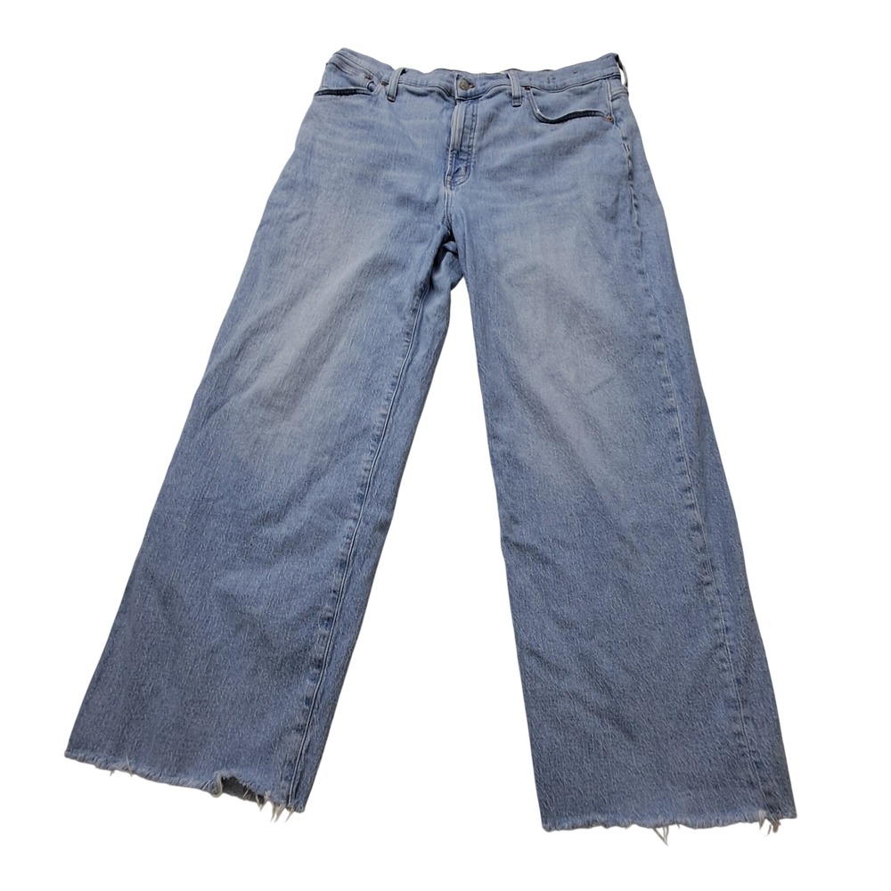 Madewell Jeans Women 33 Tall Blue The Perfect Vintage Wide-Leg Crop Jean Raw Hem
